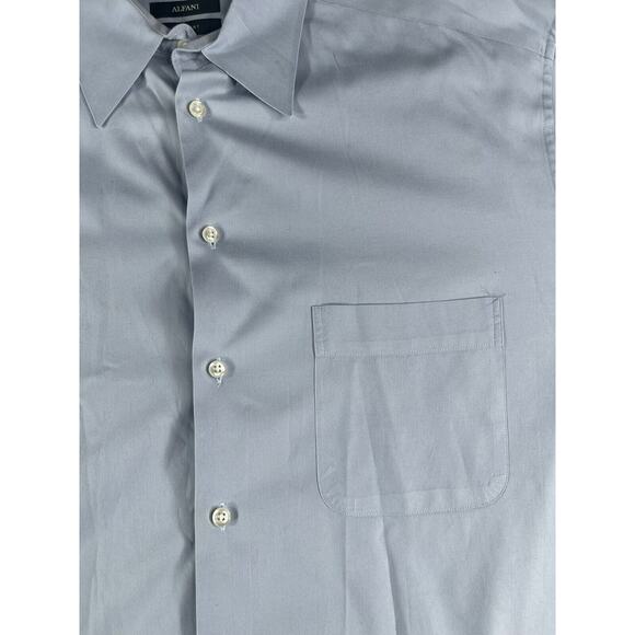Alfani Shirt Mens 34 - 35 XL Button Down 17 inch Gray Solid Pinpoint Non Iron - Picture 5 of 11